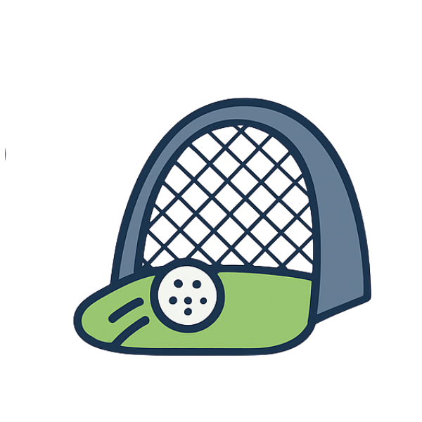 Cartoon golf practice net and hitting mat icon for collection page Australia