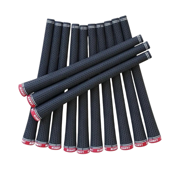 360° black golf grips top view – durable non-slip red-accent design – Embrace Golf Australia