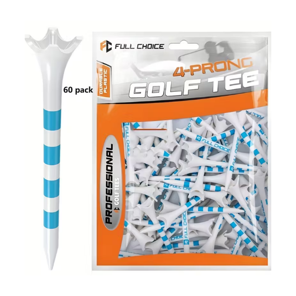 60 pack of 83mm extra thick plastic golf tees with reinforced design for durability