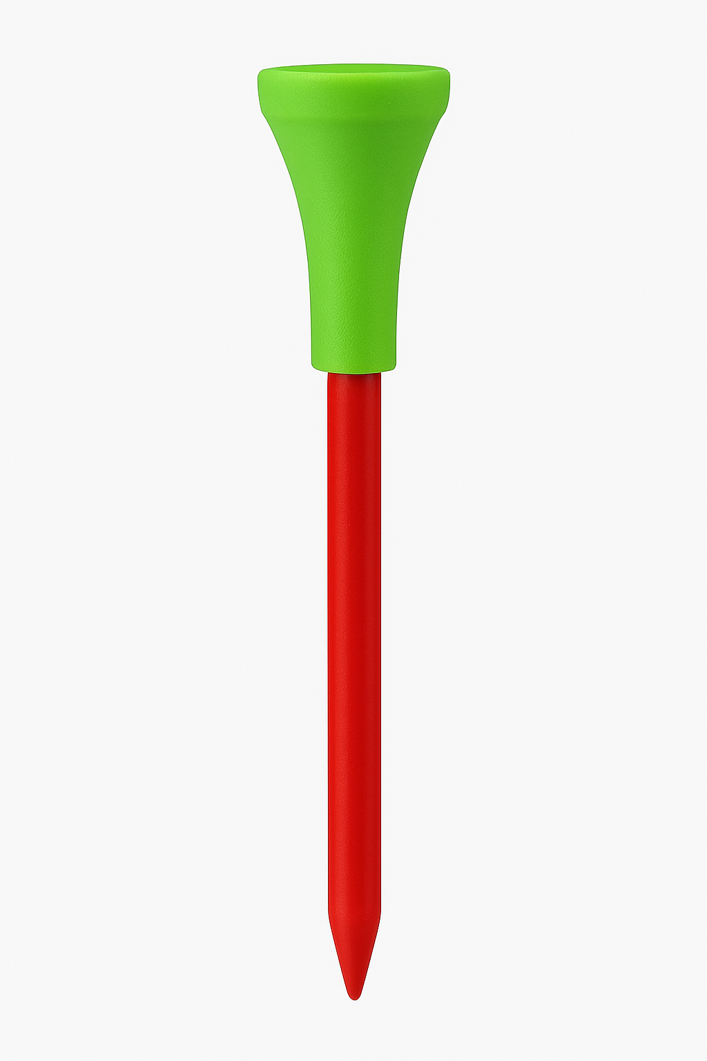 Pack of 10 unbreakable 83 mm golf tees with green rubber top and red stem