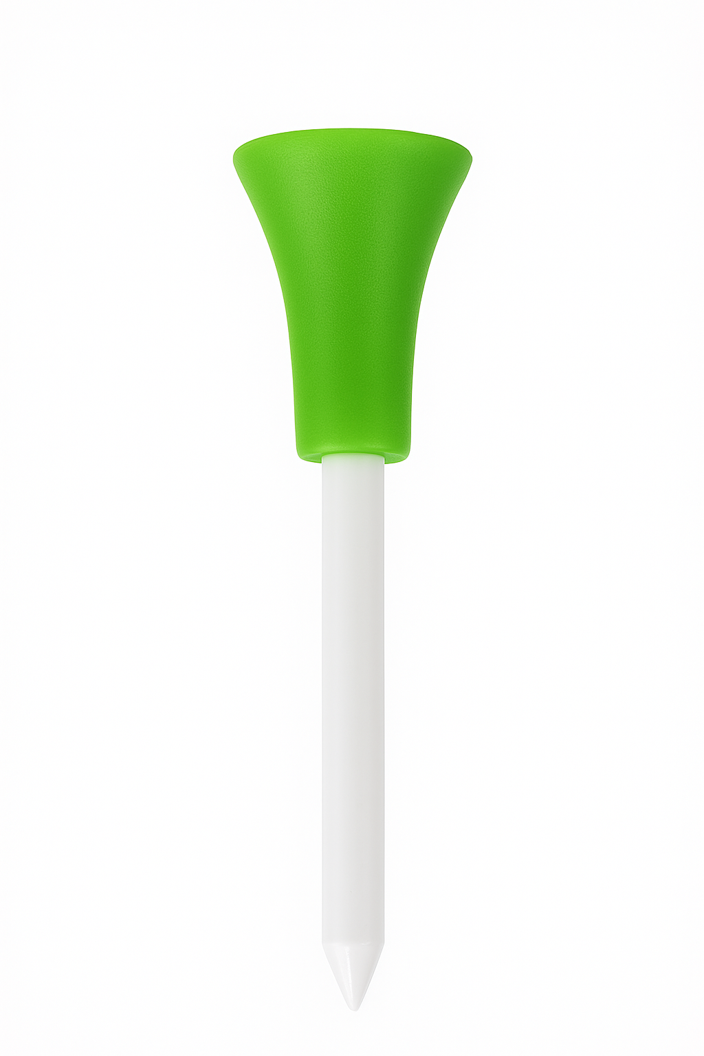 Pack of 10 unbreakable 83 mm golf tees with green rubber top and white stem