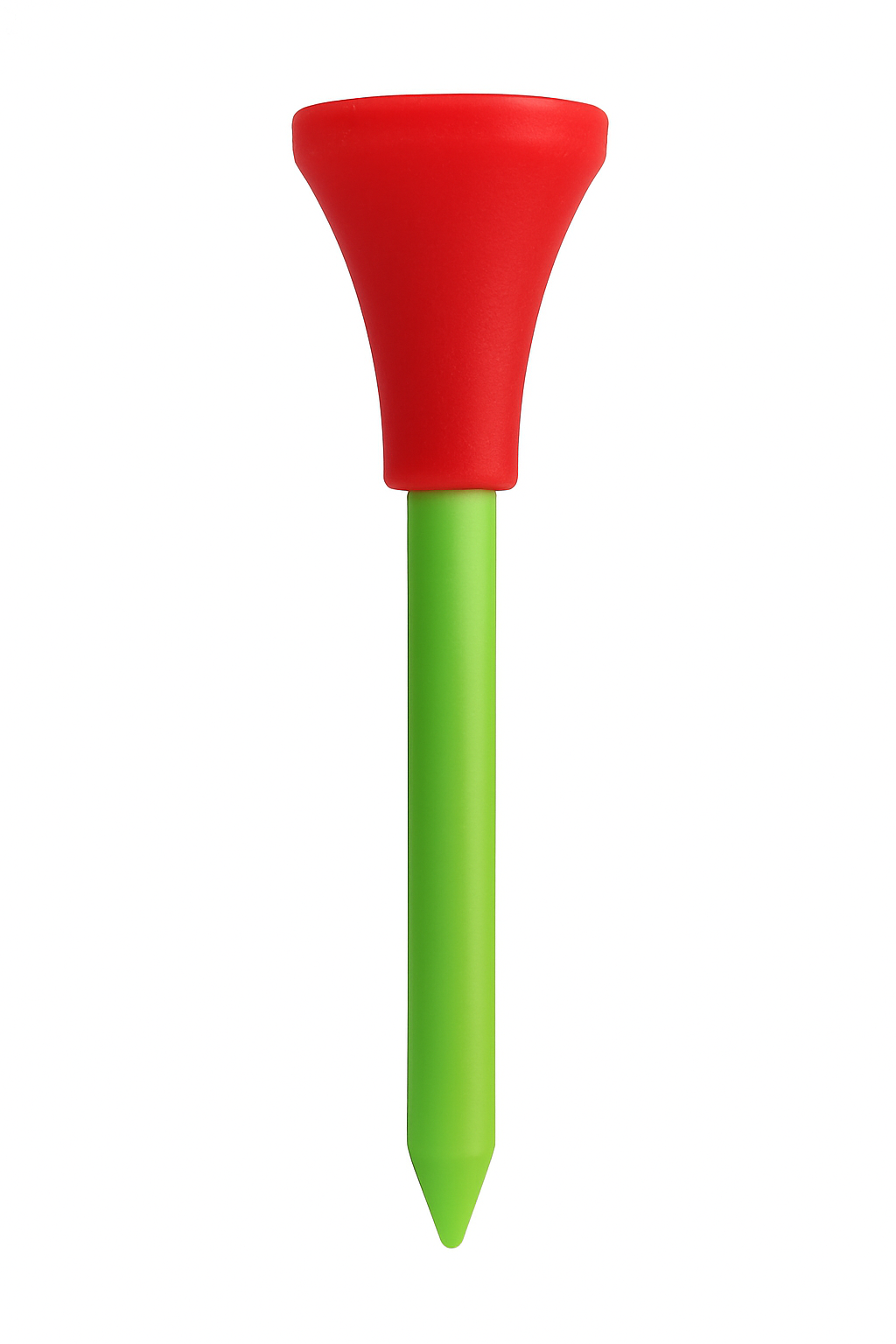 Pack of 10 unbreakable 83 mm golf tees with red rubber top and green stem