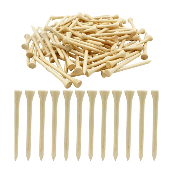100 pack of 70mm bamboo golf tees stronger than wood, eco-friendly design