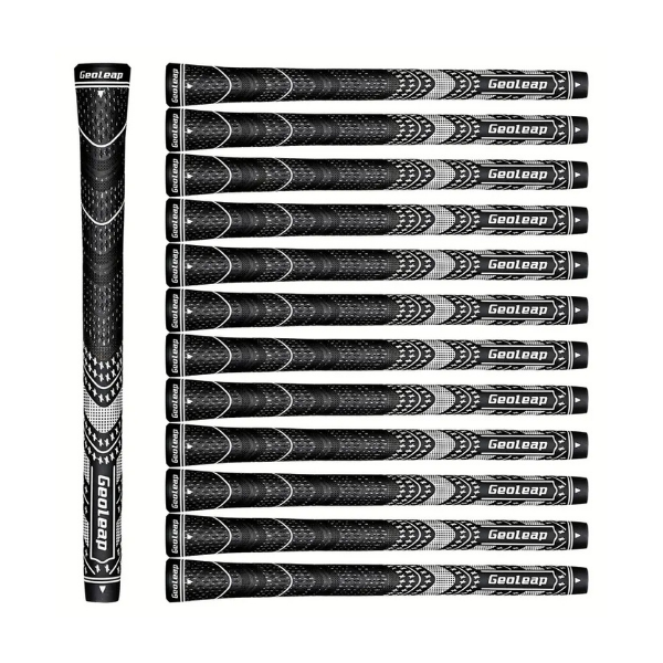 Black Geoleap golf grips – hybrid cord rubber grips top view – Embrace Golf Australia