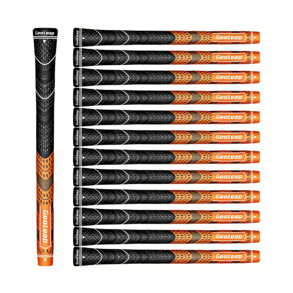 Orange Geoleap golf grips – hybrid cord rubber grips top view – Embrace Golf Australia