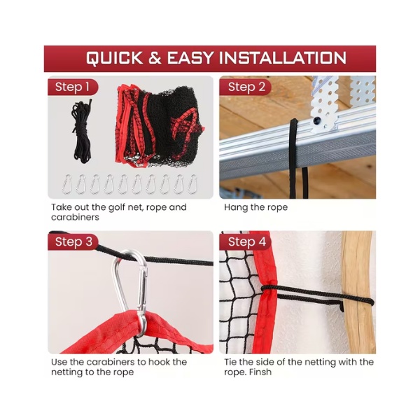 Specifications diagram of heavy duty golf practice net with reinforced seams