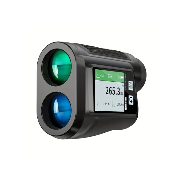 Nohawk Golf Rangefinder black model angled view with sleek design