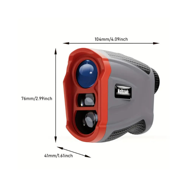 NOHAWK Golf Rangefinder angled view with dimensions displayed