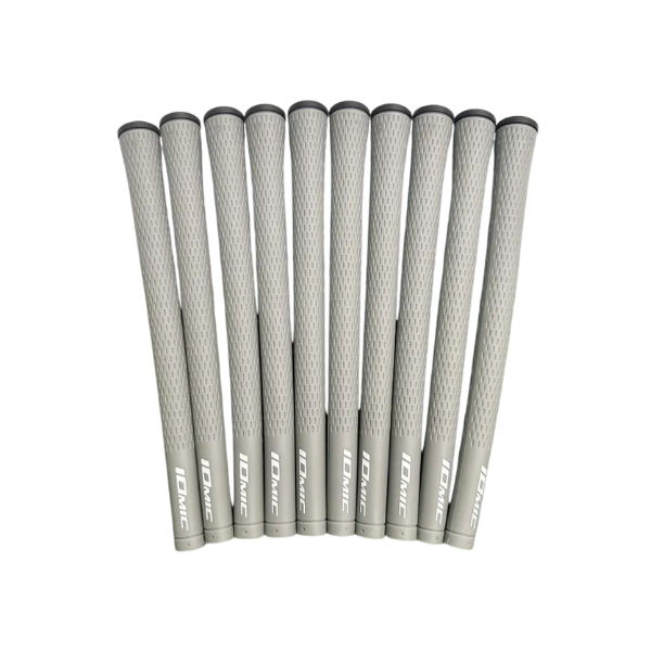 Soft TPE golf grips 10-pack grey top view – durable all-weather control – Embrace Golf Australia