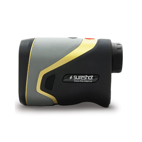 Sureshot Pinloc 6000iPSM rangefinder black and gold back angle view