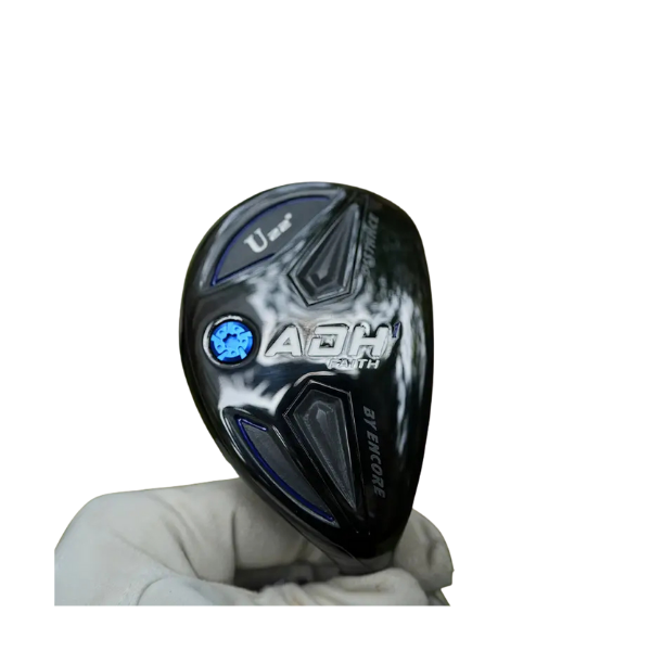 UT hybrid golf head top view – precision-milled stainless design with clean blue detailing – Embrace Golf Australia